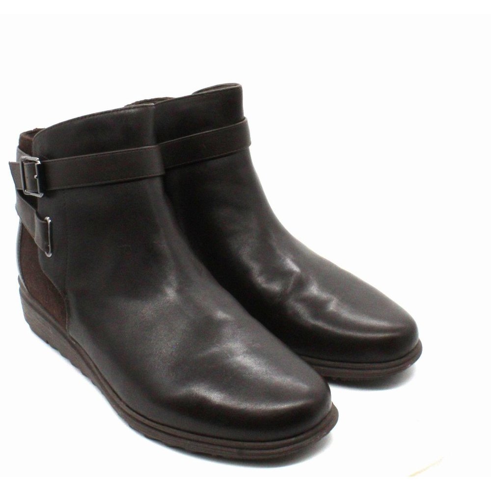 Women's Brown leather wedge Ankle Boot sz 10